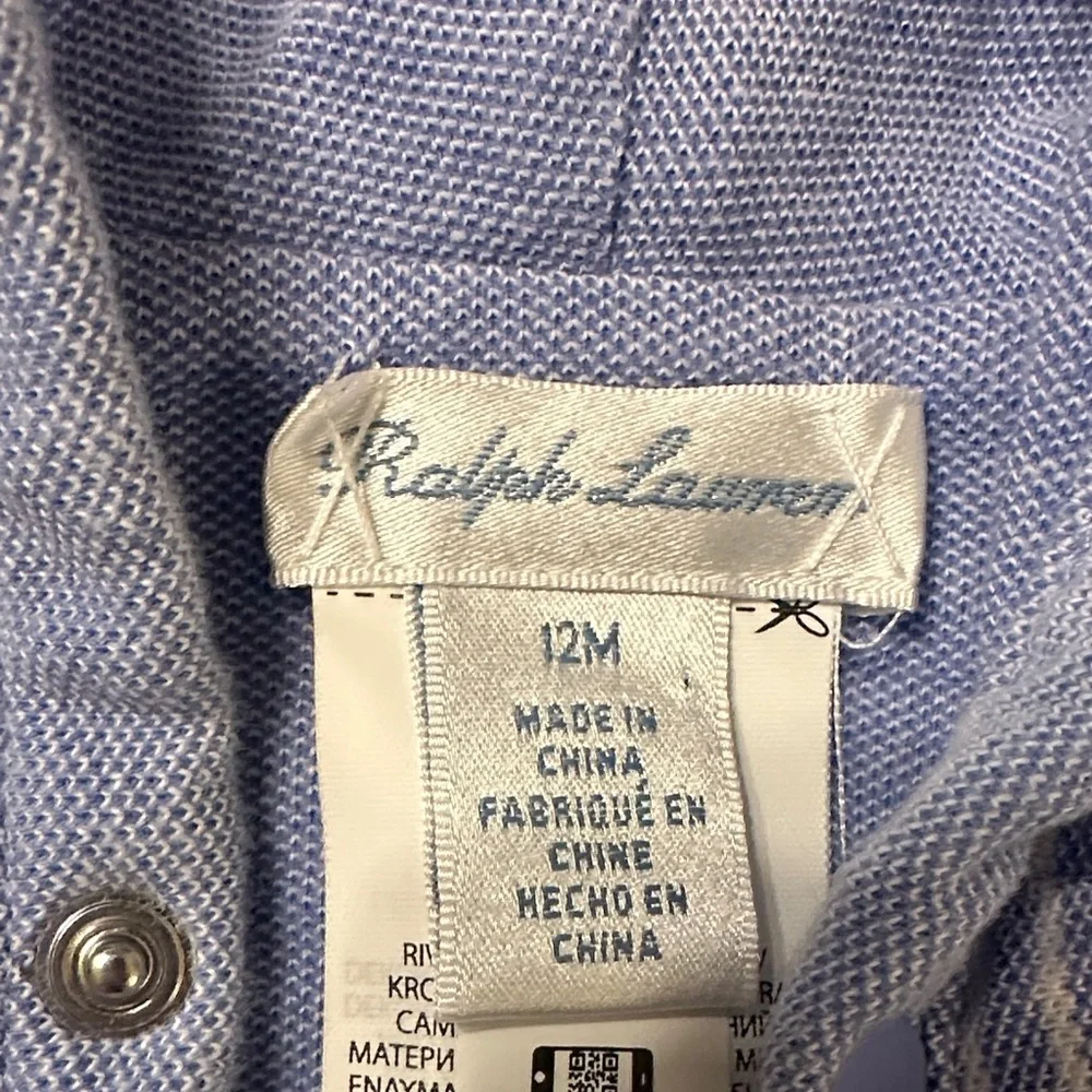 Ralph Lauren Light Blue & White Striped Hooded Baby Jacket